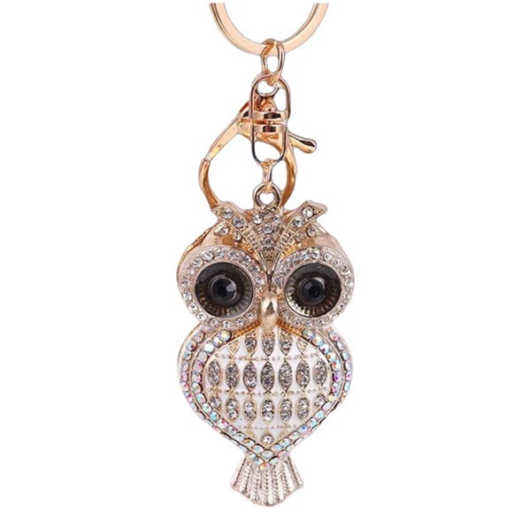 None Accessories - OWL Keychain/ Bag Charm with White Crystals